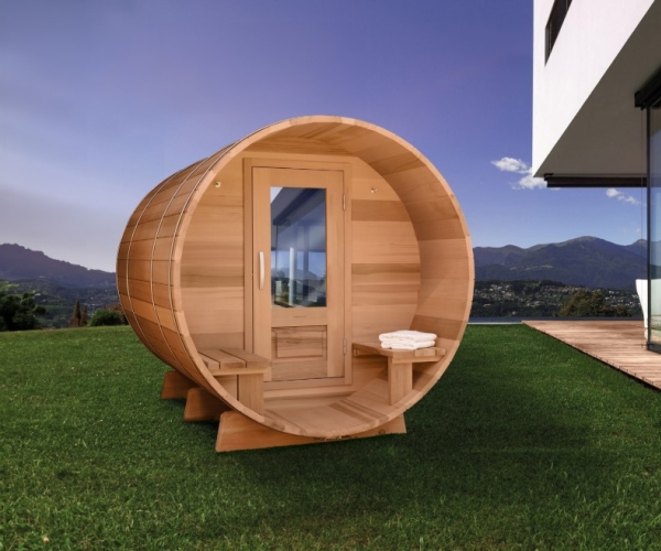 Wooden Barrel Sauna, an original garden feature 